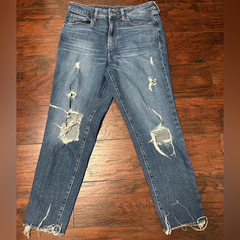 Old Navy Ripped Straight Leg Jeans - Blue